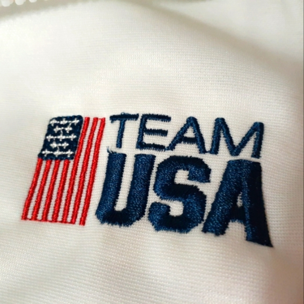Vintage Men's Team USA Olympic White Full-zip Jacket